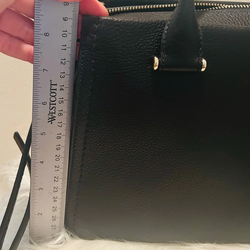 kate spade Black Leather Satchel with Tassel Charm